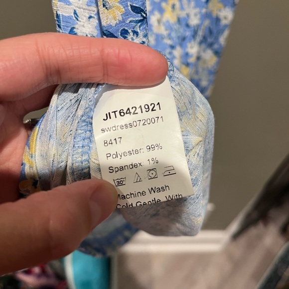 NWT Blue Floral Bodycon Ruffle Sun Dress Summer Spring SHEIN Vacation - Picture 7 of 12